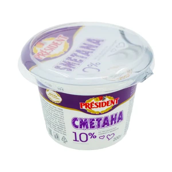 Сметана President 10% 200 гр