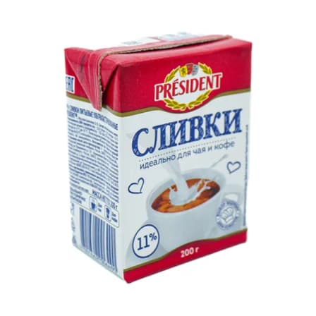 Сливки President 11% 200 гр