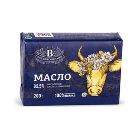 Масло Сливочное Беловежский 82,5% 200 гр