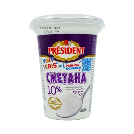 Сметана President 10% 400 гр