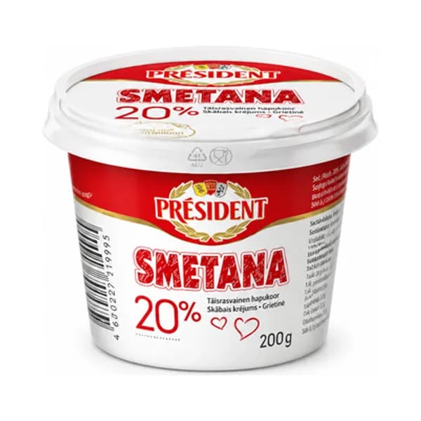 Сметана President 20% 200 гр