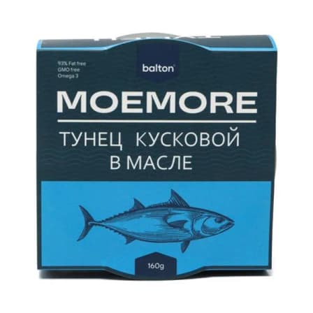 Тунец Moemore Кусковой В Собственном Соку 160 гр
